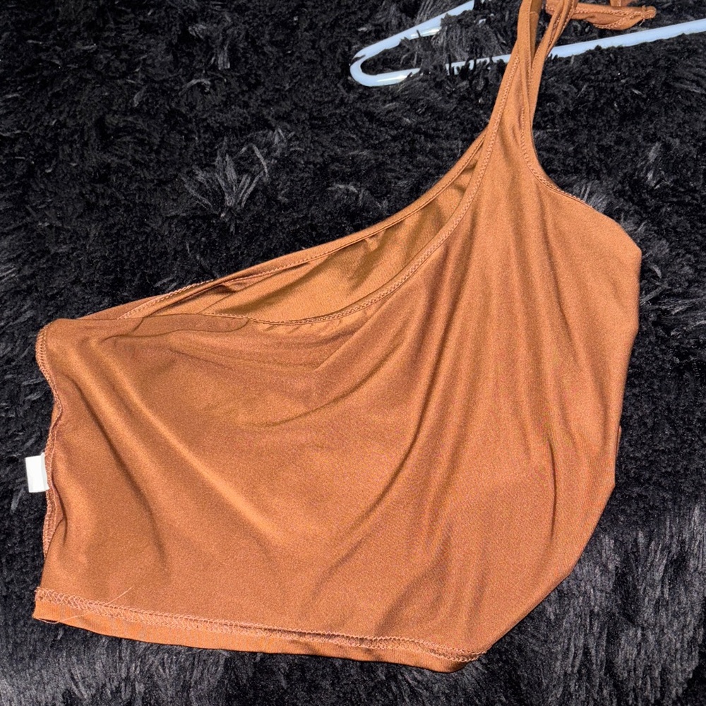 One-Shoulder Brown Top